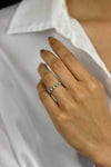 0.50 Carats Total Round Cut Alternating Emerald and Diamond Wedding Band in White Gold