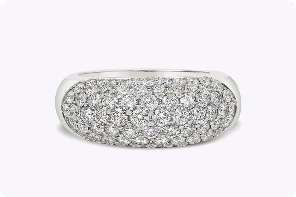 3.75 Carats Total Brilliant Round Diamond Micro-Pave Concave Wedding Band in White Gold