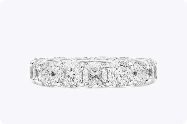 GIA Certified 7.64 Carat Total Cushion Cut Diamond Eternity Wedding Band Ring in Platinum