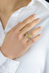 0.76 Carats Total Brilliant Round Diamond Fashion Ring in Brushed Yellow Gold