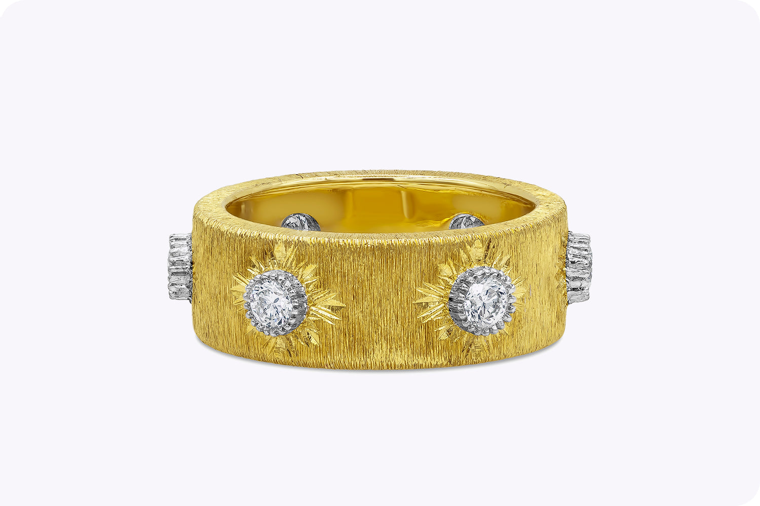 0.60 Carat Total Round Brilliant Cut Diamond Fashion Ring in Brushed Yellow Gold