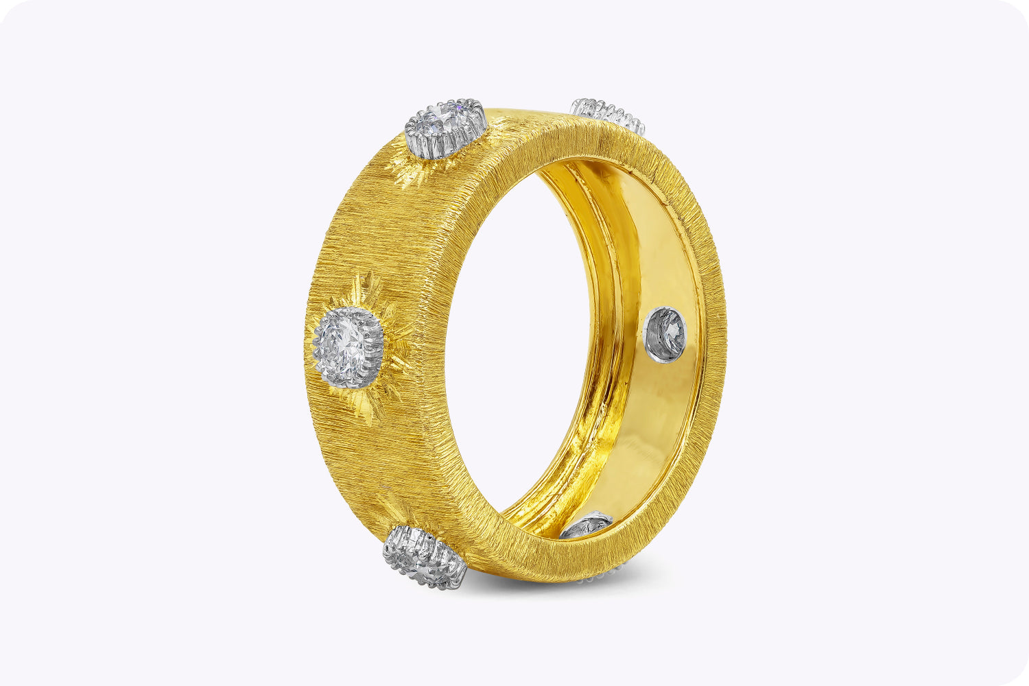 0.60 Carat Total Round Brilliant Cut Diamond Fashion Ring in Brushed Yellow Gold