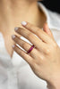 6.99 Carats Total Emerald Cut Burmese Ruby Eternity Wedding Band in Rose Gold