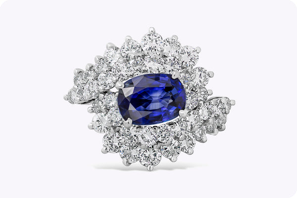 1.25 Carats Oval Cut Sapphire & Diamond Cocktail Ring in Platinum