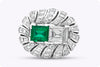 2.34 Carats Total Emerald Cut Emerald & Diamond Cocktail Ring in Platinum