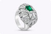 2.34 Carats Total Emerald Cut Emerald & Diamond Cocktail Ring in Platinum