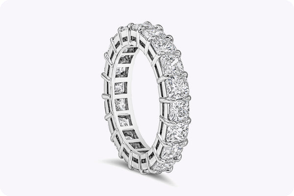 5.06 Carats Total Cushion Cut Diamond Eternity Wedding Band in Platinum