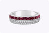 3.59 Carats Total Round Cut Ruby and Diamond Reversible Eternity Wedding Band in Palladium