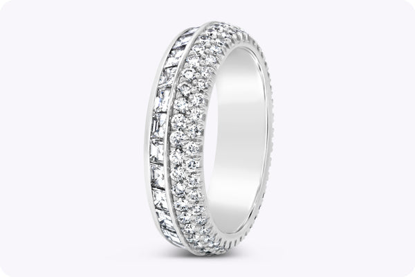 2.96 Carats Total Mixed-Cut Diamond Eternity Wedding Band Ring in Palladium