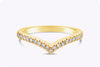 0.22 Carat Total Round Diamond V-Shaped Half-Eternity Wedding Band Ring in Yellow Gold