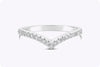 0.22 Carats Brilliant Round Diamond Half Eternity V-Shaped Wedding Band in White Gold