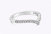 0.22 Carats Brilliant Round Diamond Half Eternity V-Shaped Wedding Band in White Gold