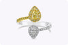 0.96 Carats Total Yellow and White Diamonds Halo Bypass Ring in White Gold