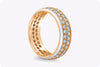 1.48 Carats Total Brilliant Round Cut Diamonds & White Enamel Wedding Band in Rose Gold