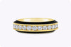 1.55 Carats Total Round Cut Diamonds & Black Enamel Eternity Wedding Band in Yellow Gold