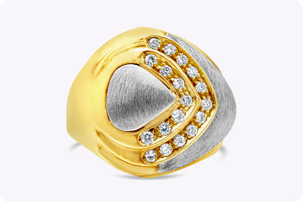 0.27 Carat Total Round Brilliant Cut Diamond Retro Fashion Ring in Two-Tone