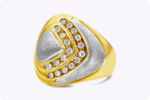 0.27 Carat Total Round Brilliant Cut Diamond Retro Fashion Ring in Two-Tone