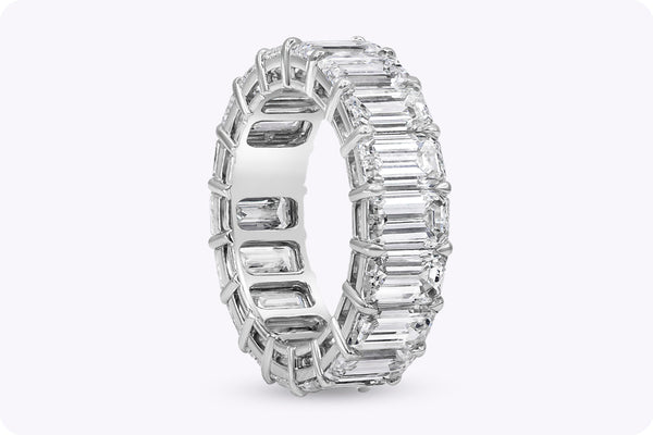 9.94 Carats Total Emerald Cut Diamond Eternity Wedding Band in Platinum