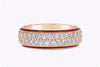 1.53 Carat Round Diamond Two-Row Red Enamel Wedding Band Ring in Rose Gold