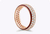1.53 Carat Round Diamond Two-Row Red Enamel Wedding Band Ring in Rose Gold