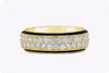 1.53 Carat Round Diamond Two-Row Black Enamel Wedding Band Ring in Yellow Gold