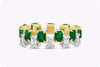 4.94 Carats Total Alternating Green Emerald and Diamond Eternity Wedding Band in Yellow Gold and Platinum