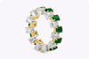4.94 Carats Total Alternating Green Emerald and Diamond Eternity Wedding Band in Yellow Gold and Platinum