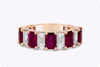 4.82 Carat Total Alternating Ruby and Diamond Half Eternity Wedding Band Ring in Rose Gold