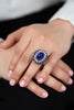 Vintage Lapis Lazuli Blue Cabochon & Diamond High Dome Cocktail Ring in Yellow Gold