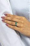 8.45 Carats Total Alternating Emerald and Diamond Eternity Wedding Band in Platinum