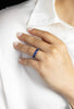 5.43 Carats Total Emerald Cut Blue Sapphire Eternity Wedding Band in Platinum