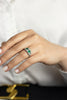 2.35 Carats Total Alternating Green Emerald and Diamond Five-Stone Halo Wedding Band in Platinum