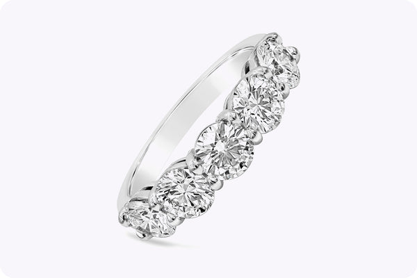 7.57 Carats Total Brilliant Round Diamond Five-Stone Wedding Band in Platinum