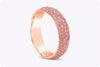 1.21 Carats Total Four-Row Micro-Pave Round Pink Diamond Eternity Wedding Band in Rose Gold