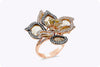 4.79 Carats Total Diamond Sliced Flower Motif Fashion Ring in Rose Gold