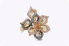 4.79 Carats Total Diamond Sliced Flower Motif Fashion Ring in Rose Gold