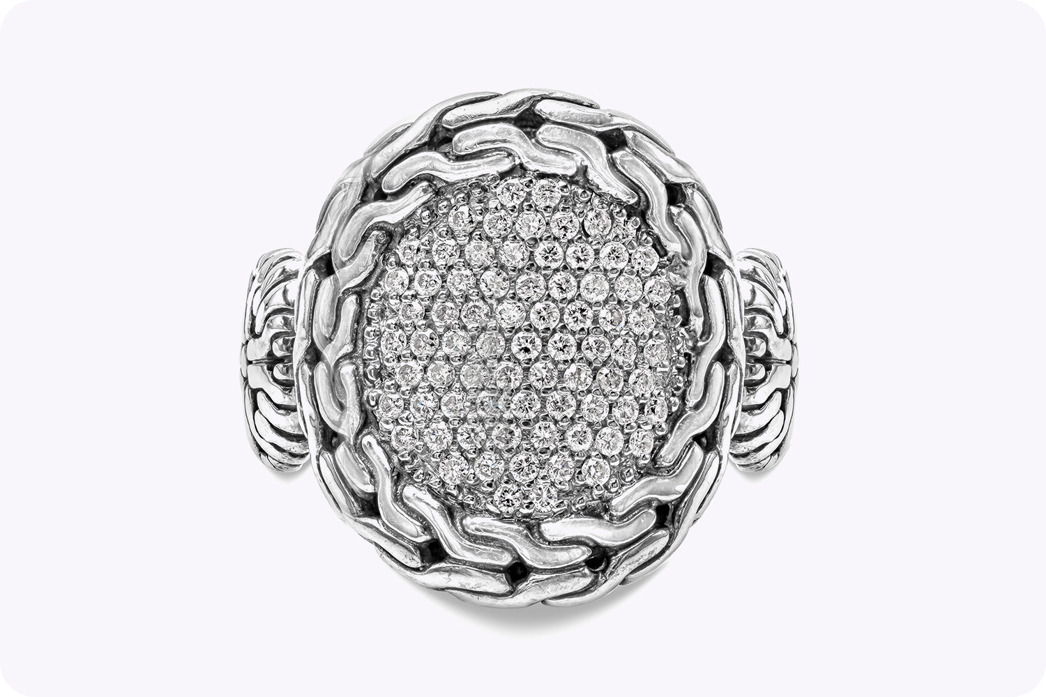 David Yurman 0.37 Carats Total Brilliant Round Cut Diamond Cocktail Fashion Ring in White Gold and Silver