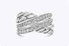 David Yurman 0.50 Carats Total Round Diamond Crossover Ring in Sterling Silver