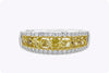 1.60 Carats Cushion Cut Yellow Diamond Wedding Band in White Gold & Yellow Gold