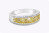 1.60 Carats Cushion Cut Yellow Diamond Wedding Band in White Gold & Yellow Gold
