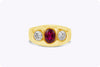 AGL Certified 1.08 Carats Ruby and Diamond Three-Stone Men's Ring