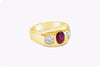 AGL Certified 1.08 Carats Ruby and Diamond Three-Stone Men's Ring