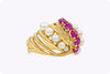 1.01 Carats Total Pink Sapphire and pearl Dome Cocktail Ring in Yellow Gold