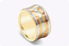 14K Tricolor Gold Wide Concave Plain Wedding Band Ring