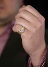 Vintage 0.40 Carats Brilliant Round Diamond Horseshoe Design Men's Ring in Yellow Gold