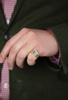 Vintage 0.40 Carats Brilliant Round Diamond Horseshoe Design Men's Ring in Yellow Gold