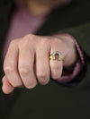 Vintage 0.40 Carats Brilliant Round Diamond Horseshoe Design Men's Ring in Yellow Gold
