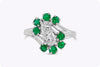 1.05 Carats Total Pear Shape Diamond & Emerald Fashion Ring in White Gold