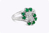 1.05 Carats Total Pear Shape Diamond & Emerald Fashion Ring in White Gold