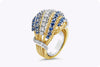 1.90 Carats Total Brilliant Round Blue Sapphire and Diamond Fashion Dome Ring in Yellow Gold